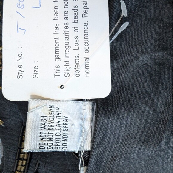 JMD New York Black Sequin Beaded Silk Elegant Dinner Evening Jacket Size Large - Picture 9 of 10